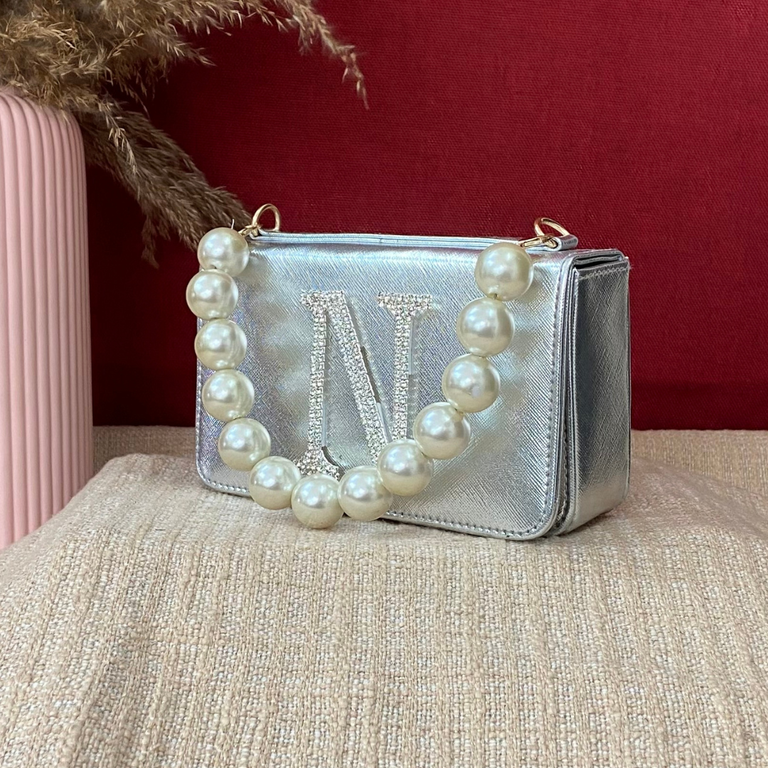 Silver Textured Box Style Waist Bag Phone Size.