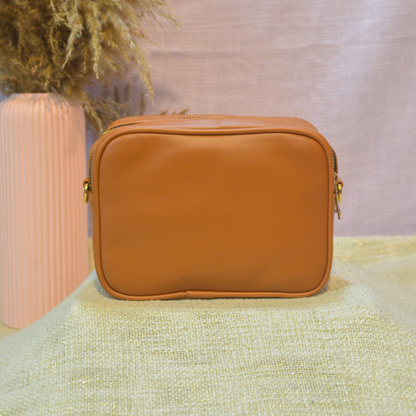 Tan Dual Compartment Bag with Boho Belt.