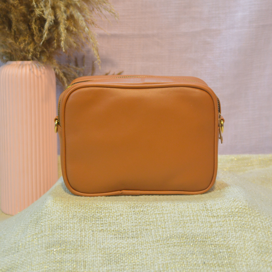 Tan Dual Compartment Bag with Tan Neon Belt