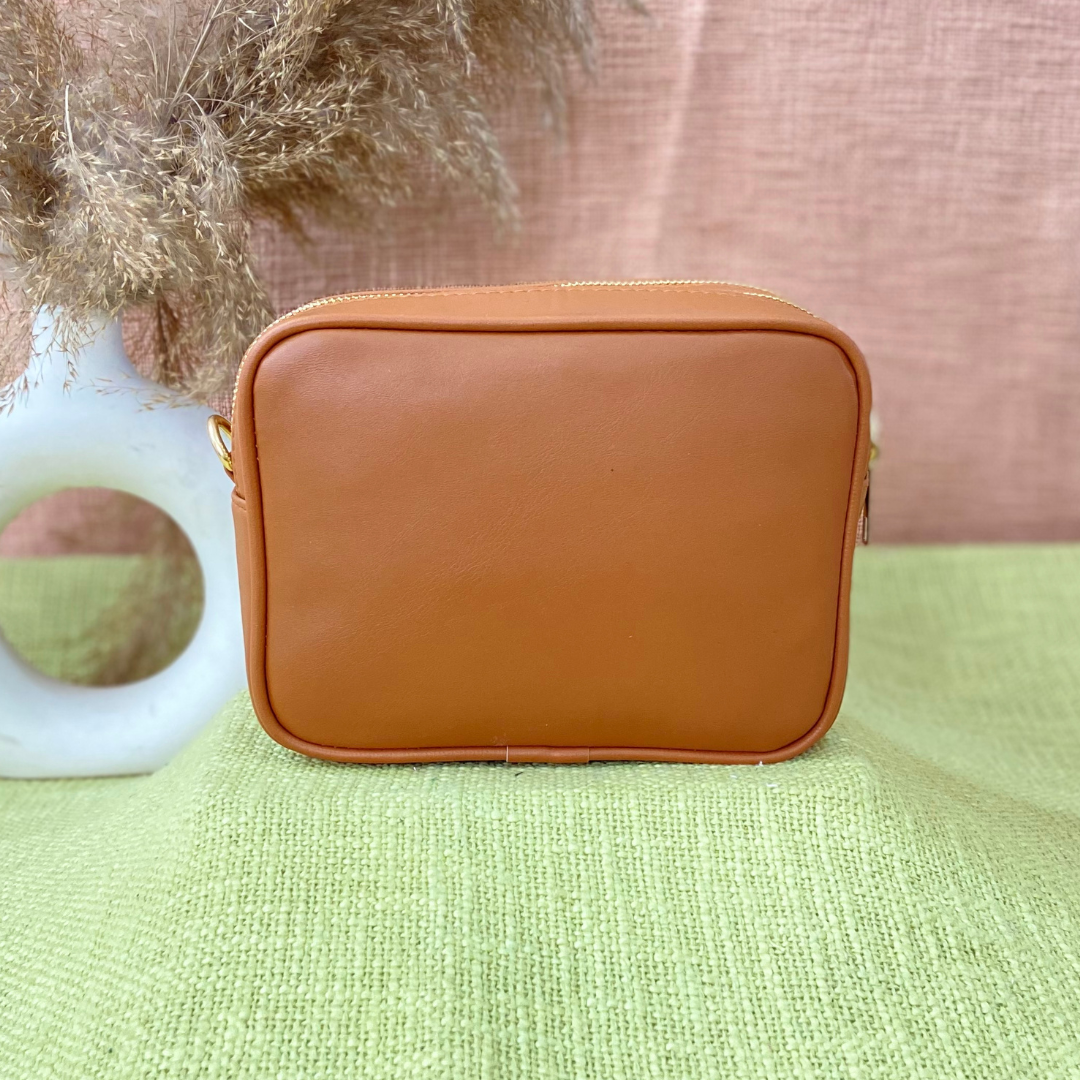 Tan Dual Compartment + Tan plain Pochette Belt
