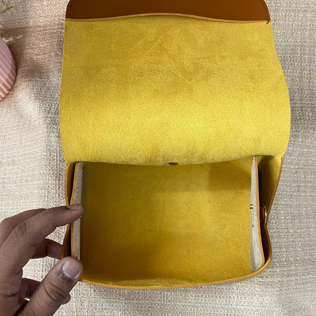 Tan Eva Bag with Vibrant Belt +  Big Wallet