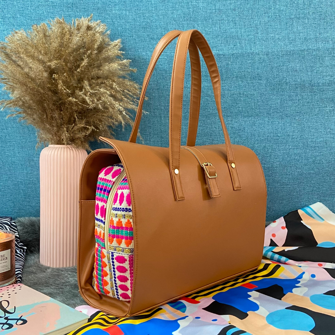 Tan Pink Bullet Leera 14inch Bag