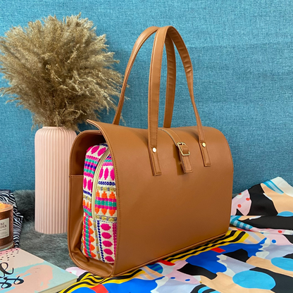 Tan Pink Bullet Leera 14inch Bag