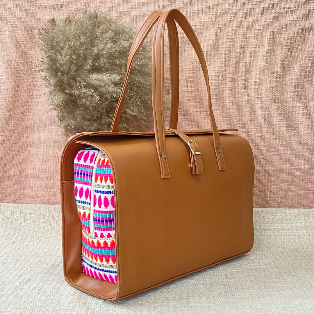 Tan Pink Bullet Leera 16inch Bag