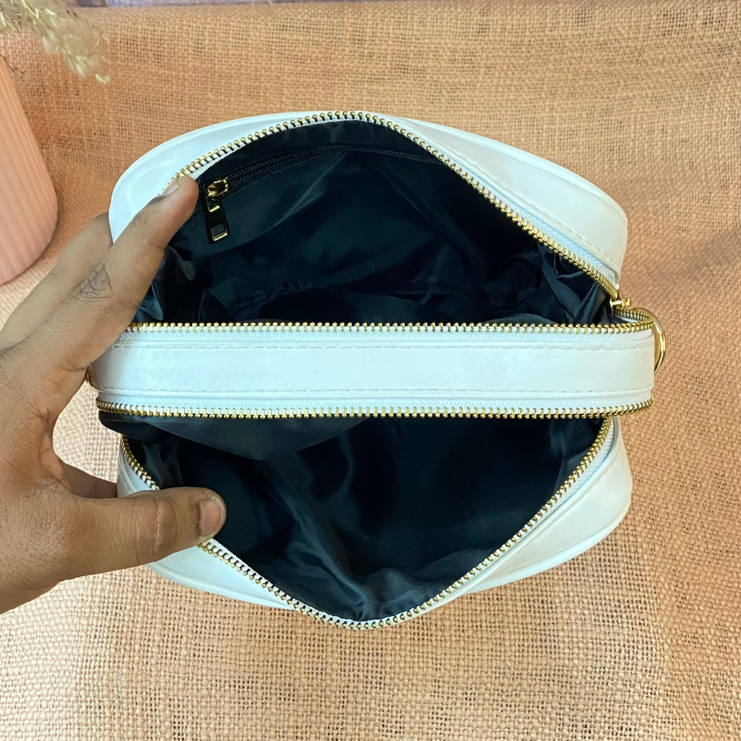 White Dual Compartment + White Pink &amp; Mint Diamond Pochette Belt