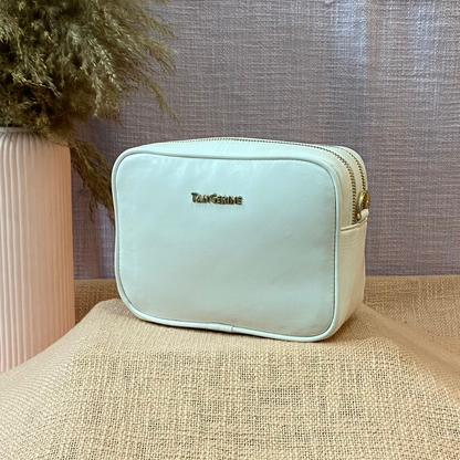 White Dual Compartment + White Plain Pochette Belt