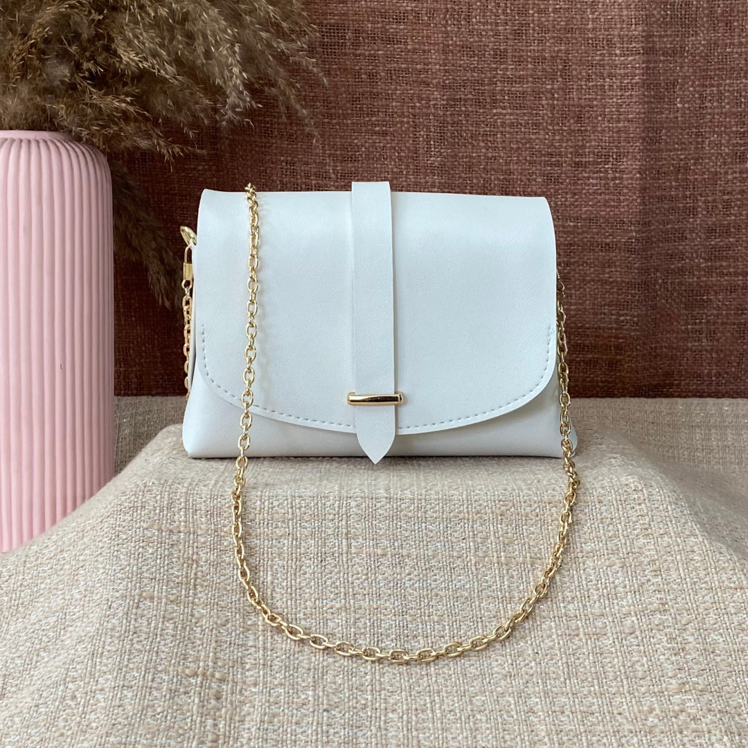 White Eva Bag with Multi-color Vibrant Belt.