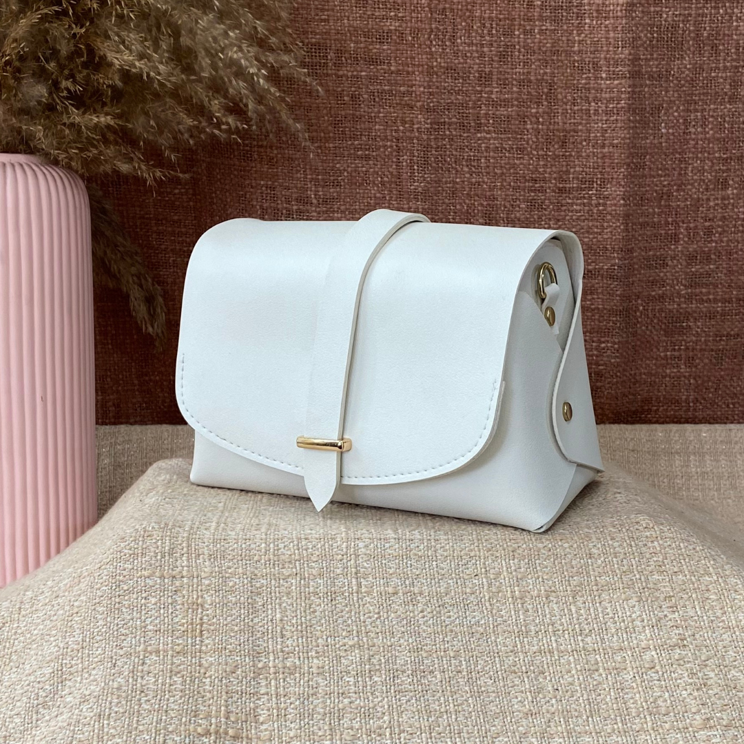 White Eva Bag with Multi-color Vibrant Belt.