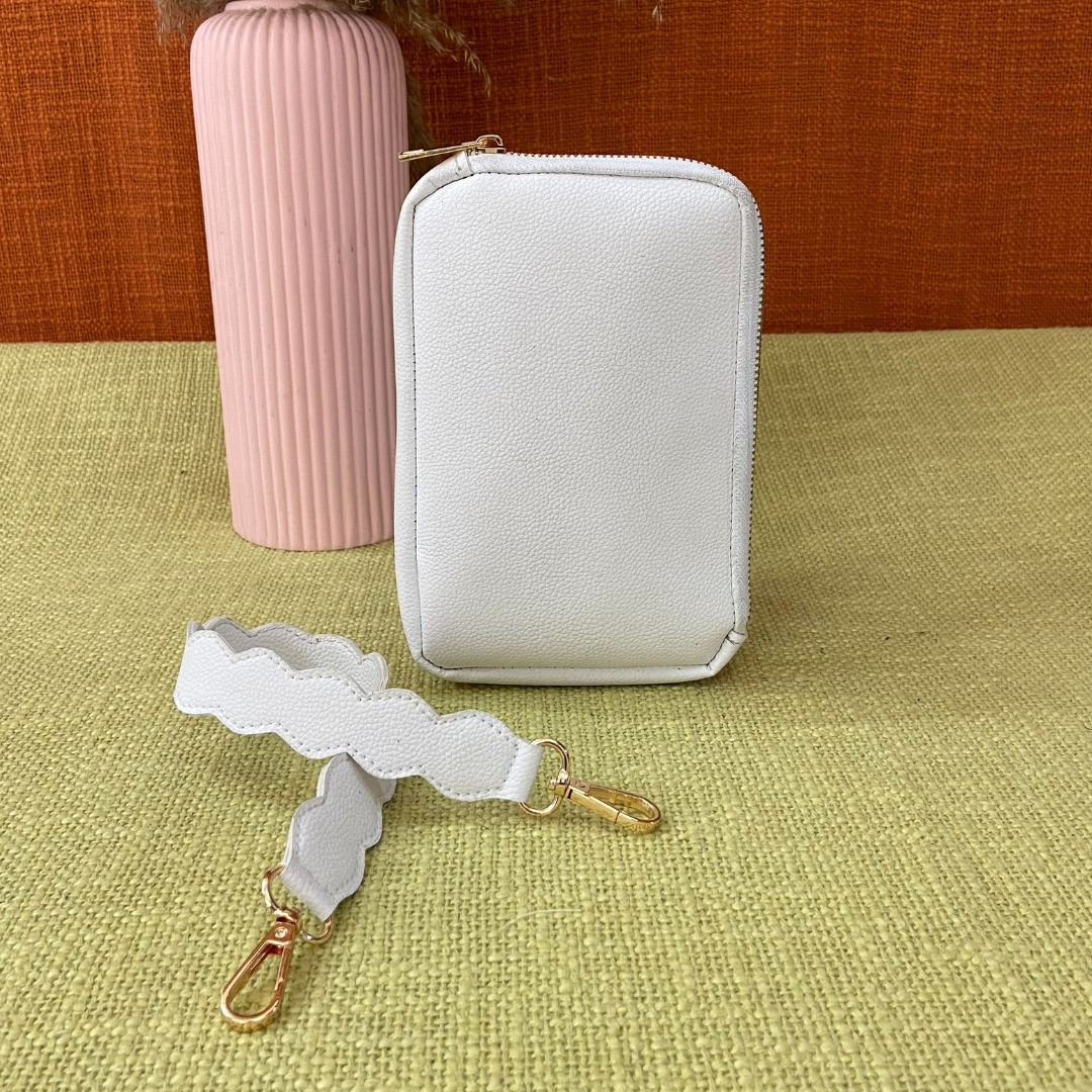 White Pouch + White with Mint &amp; Pink Diamond Pochette Belt.