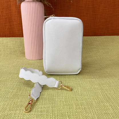 White Pouch + White with Mint &amp; Pink Diamond Pochette Belt.
